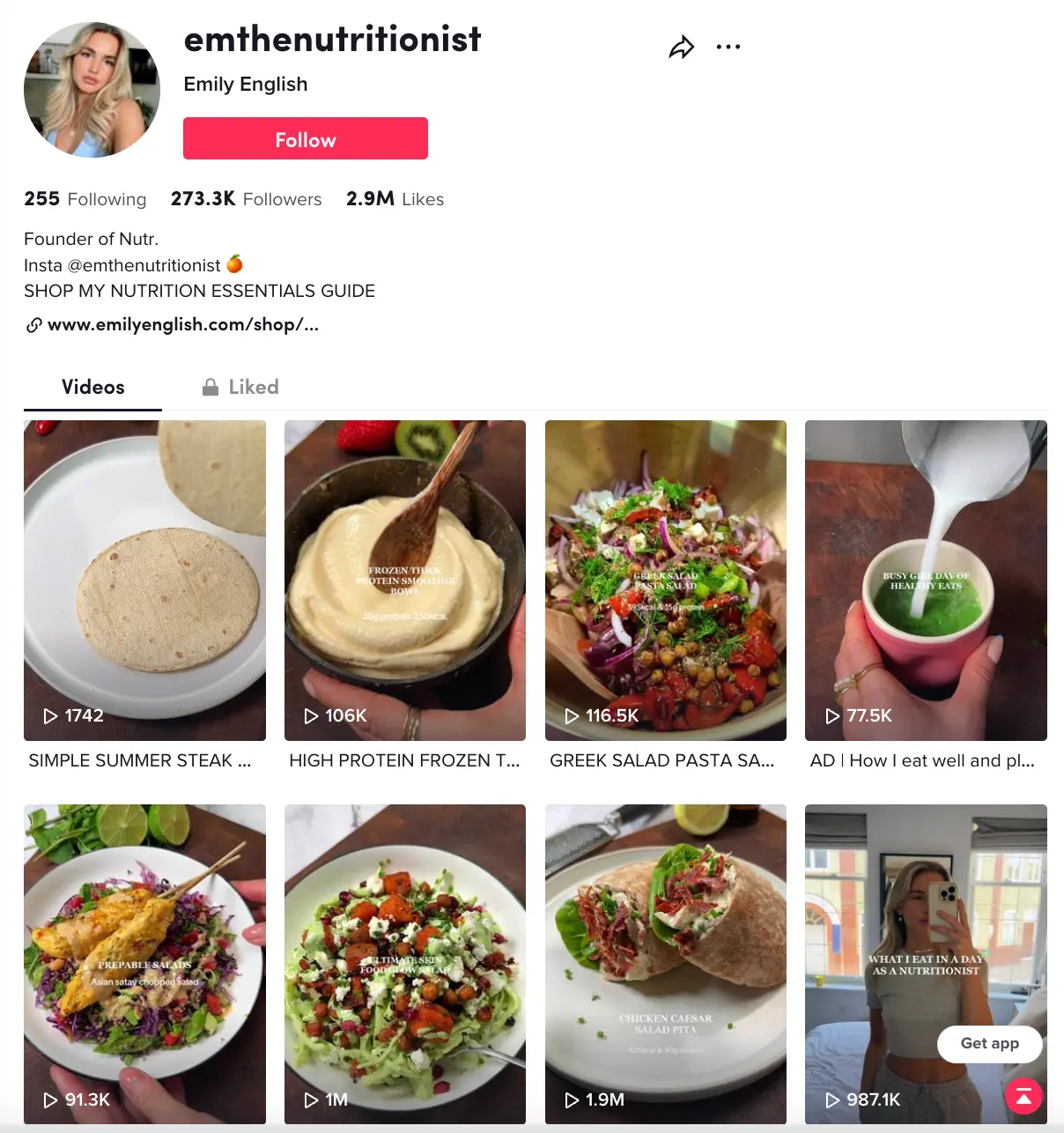 Em The Nutritionist Tiktok page